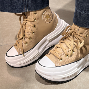 converse匡威Runstar legacy棕色加绒皮质夹心厚底增高鞋A12441c