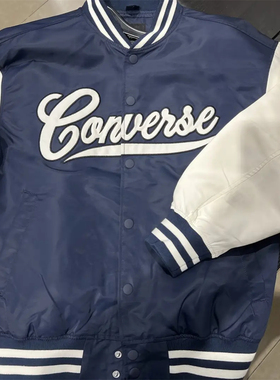CONVERSE匡威立领运动夹克蓝色刺绣字母外套棒球服 10026912-A03