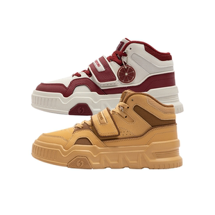 361度板鞋女鞋高帮皮面小白鞋2024冬新品时尚潮361女士运动休闲鞋