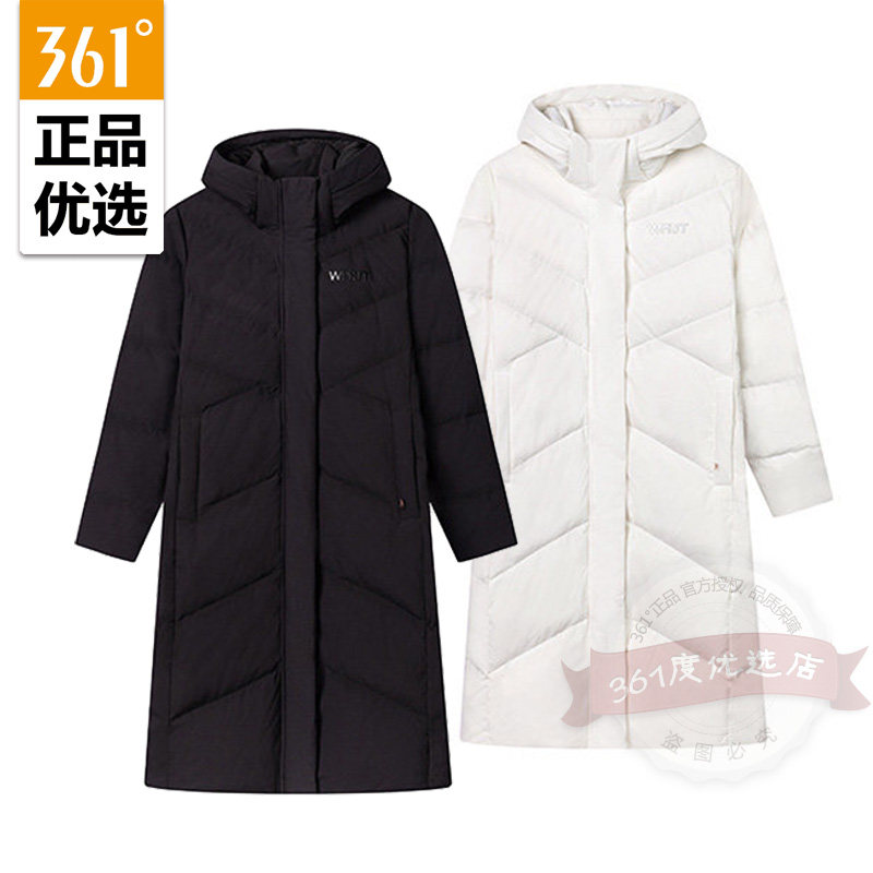 361度女装长羽绒服2024冬新品连帽运动服女士加厚外套562444305N图片