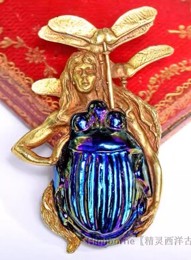 精灵西洋珠宝收藏 C.1910S新艺术T家圣甲虫18K金收藏级吊坠