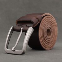 Top layer pure cowhide belt for young men, handcrafted leather belt for young men, simple and retro leather pin buckle belt, Korean version for young people thumbnail 5