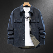 牛仔衬衫 男大口袋宽松休闲长袖 衬衣外套男装 新款 上衣欧美青年工装