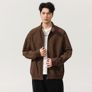 春夏薄款外套男2026新款宽松立领痞帅夹克行政百搭莱赛尔大码上衣