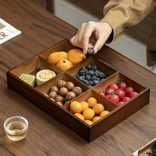 围炉煮茶点心盘九宫格果盘零食干果盘木质盘分格九宫格托盘火锅配