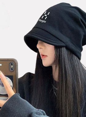 火柴棍拓途女字母包头帽显脸小