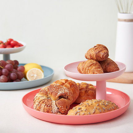 水果盘塑料双层瓜子盘创意茶几干果盘糖果盘浴室家用懒人床上果盘