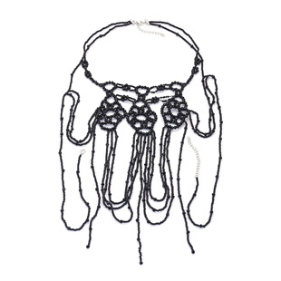 欧美大牌轻奢暗黑哥特风长款流苏项链 手工编织COS走秀百搭颈链