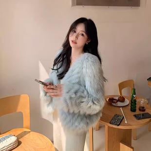 叁叁皮草2024新款狐狸毛皮草外套女冬季短款小香风气质减龄皮草女