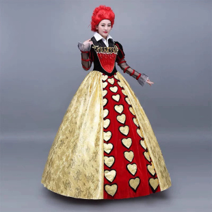 迪士尼动漫爱丽丝梦游仙境红桃皇后cosplay服装女成人万圣节cos