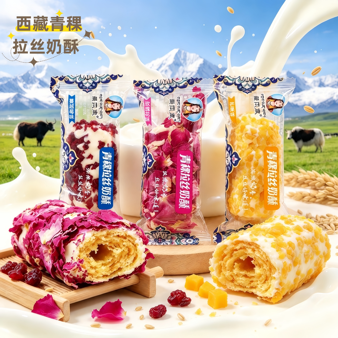 西藏特产青稞拉丝奶酥藏本香高原特色粗粮休闲零食奶糖半斤包邮