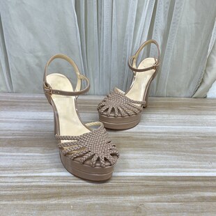 凉鞋 Lady 圆头纯色厚底细高跟一字扣时装 时尚 Shoes外贸原单女鞋