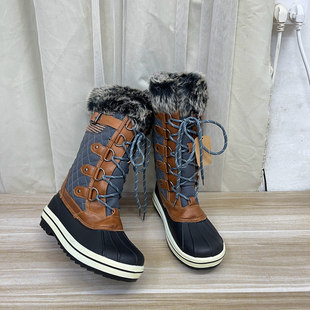 外贸原单圆头系带毛毛靴内里加绒简约时尚新款休闲舒适保暖靴子