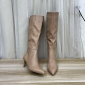 外贸原单侧边拉链超A时尚 百搭纯色日常款 尖头细跟长筒显瘦直筒靴