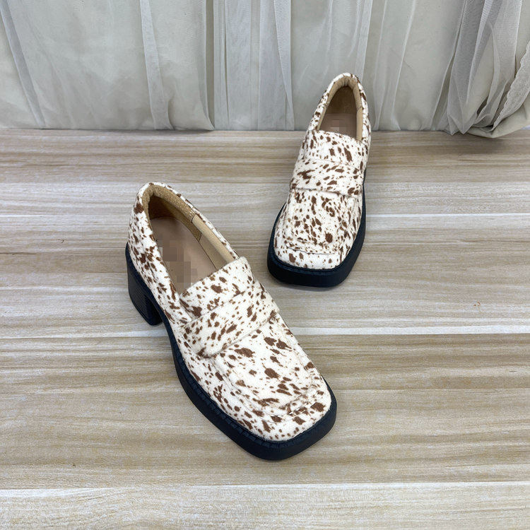 外贸原单女鞋新款时尚方头粗高跟一脚蹬单鞋百搭厚底防水台乐福鞋,女鞋,乐福鞋（豆豆鞋）,淘宝优惠券,粉丝福利购,淘宝优惠卷