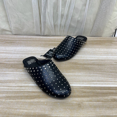 圆头纯色包头平底半拖鞋休闲鞋