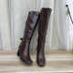 外贸原单欧美时尚 显瘦侧拉链皮带方头粗跟高跟高长靴高筒靴骑士靴