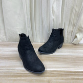 尖头纯色粗跟后拉链时装 Lady Shoes外贸原单女靴时尚 短靴及踝靴