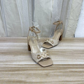 夏季 时尚 新款 外贸原单方头粗跟三角标搭扣凉鞋 气质高跟女鞋 露趾