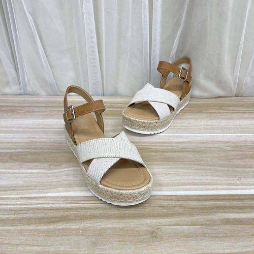 厚底交叉带凉鞋简约时尚新款圆头