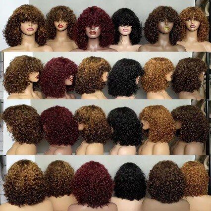 跨境 Water wave bang wig hot selling 100% human hair 真人发