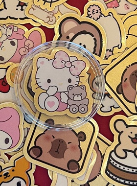 999黄金Hello Kitty帕恰狗库洛米美乐蒂玉桂狗手机贴足金冰箱贴