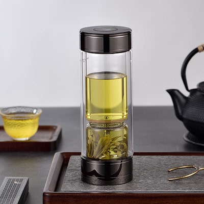 高档茶水分离杯旋转水杯男泡茶杯