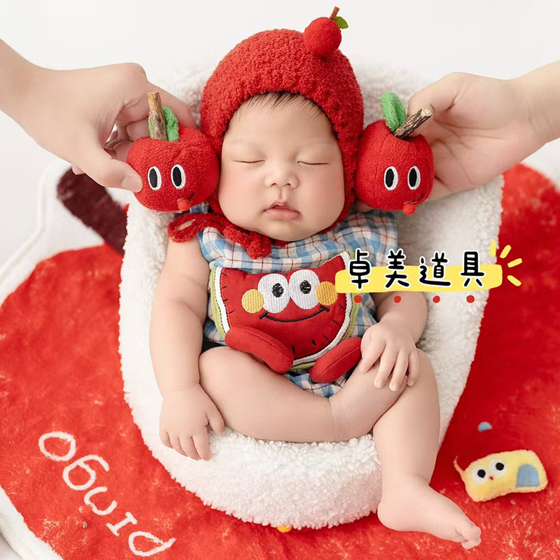 超萌宝宝满月照新生儿摄影小苹果主题影楼服装婴儿月子照衣服道具,童装/婴儿装/亲子装,套装,淘宝优惠券,粉丝福利购,淘宝优惠卷