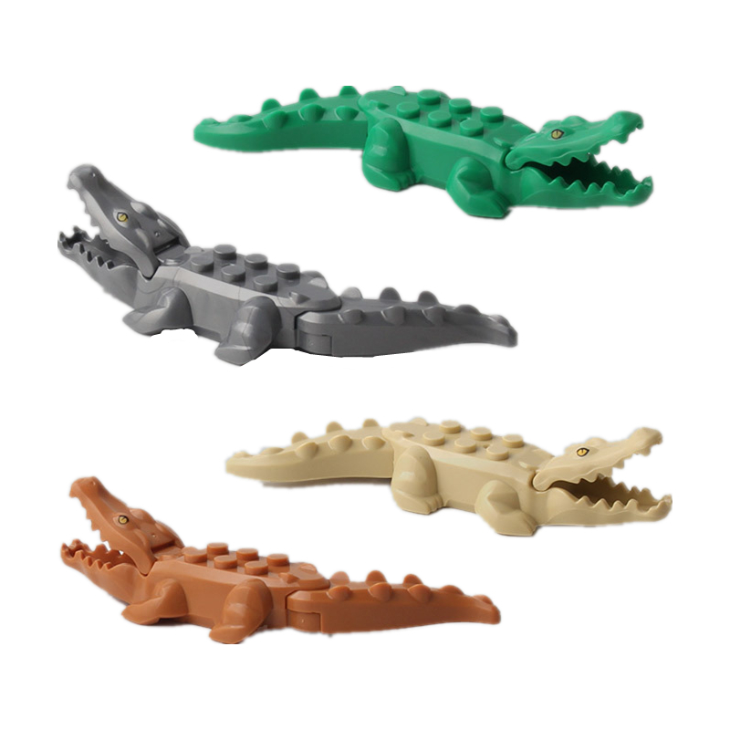 小颗粒积木动物园野生小鳄鱼道具