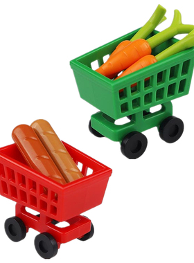 MOC小颗粒积木超市购物车 手推车 41362 2496红 绿色配件拼装玩具