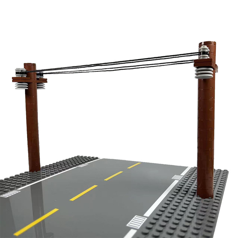 创意积木街景道路电线杆拼装玩具