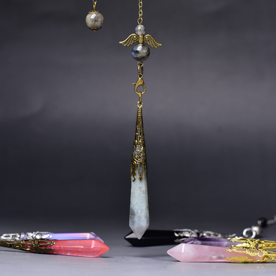 新款灵摆调频天使之翼月光白吊坠