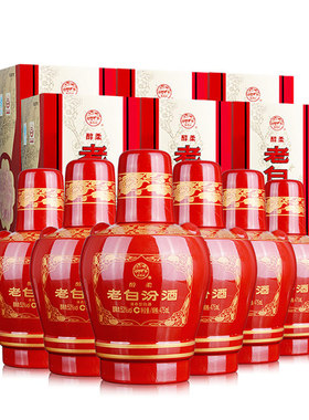 汾酒53度醇柔老白汾酒475mlX6高度清香型白酒整箱6瓶礼盒装粮食酒