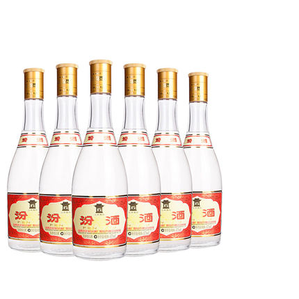 汾酒53度黄盖汾酒玻汾475mlx6高度清香型白酒6瓶装粮食酒