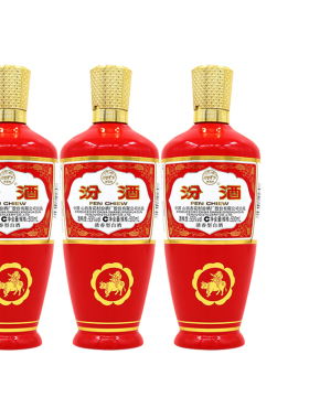 杏花村汾酒53度红玻汾500mlX3清香型国产白酒3瓶装