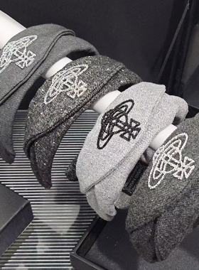 2025新款小香风闪钻土星宽边发箍灰色港式高级感复古气质头箍女饰