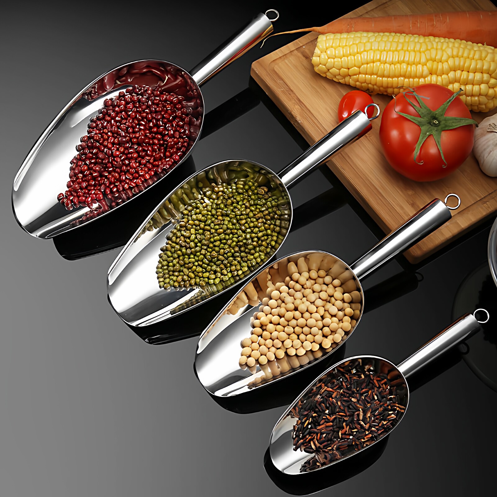 加厚不锈钢冰铲奶茶店专用制冰机商用米铲塑料茶叶铲装爆米花铲子