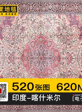 印度地毯喀什米尔Kashmir花卉图案欧美式复古地垫3d贴图纹理素材