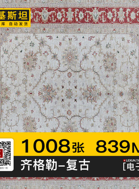 巴基斯坦地毯齐格勒Ziegler欧式复古几何花卉纹理图案3d贴图素材