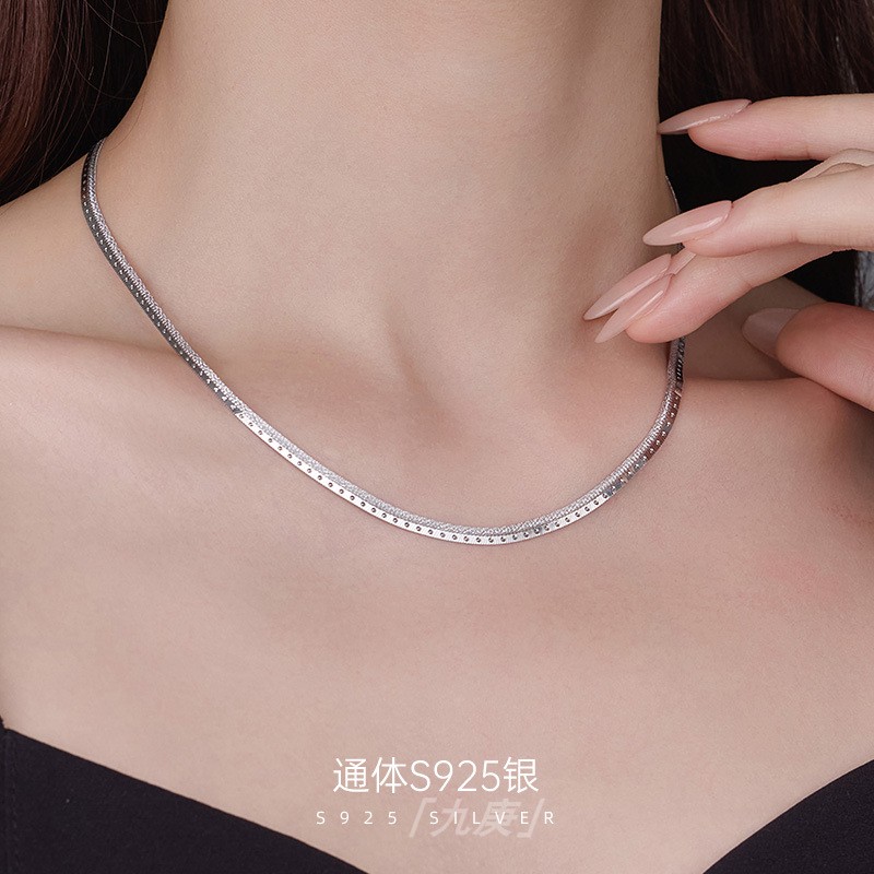 「锋羽」S925银镀白金刀片链