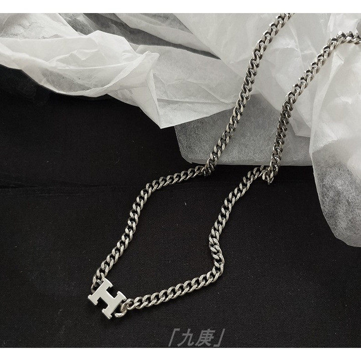 H字母项链女2025新款古巴链S925纯银轻奢小众设计9通勤闺蜜送女友
