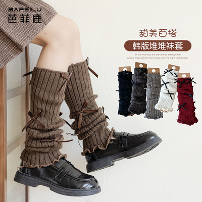 堆堆袜女童2025新款冬配鲨鱼裤打底裤炸街洋气白色蝴蝶结儿童袜套