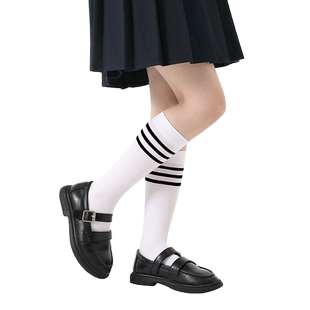 女童长筒袜夏季薄款冰丝学院JK过膝袜中大童小腿袜儿童白色中筒袜