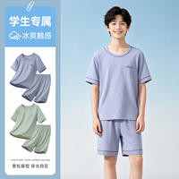 Teenage pajamas for boys, junior high school students, summer thin modal boys, short sleeves and shorts, big kids' home wear thumbnail 8