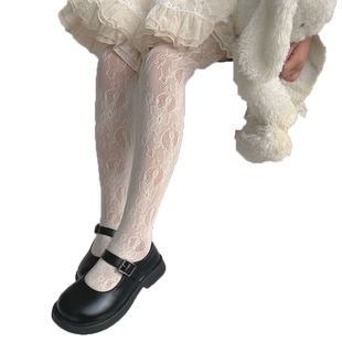 女童连裤袜夏季薄款洛丽塔儿童打底裤蕾丝公主袜宝宝丝袜白色夏天