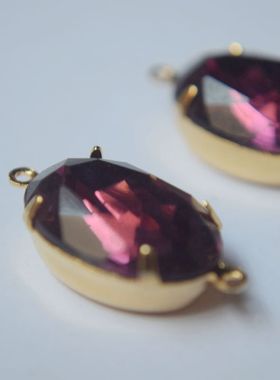 美国进口紫色椭圆光芒宝石贴片手作饰品材料16*11MM[紫】