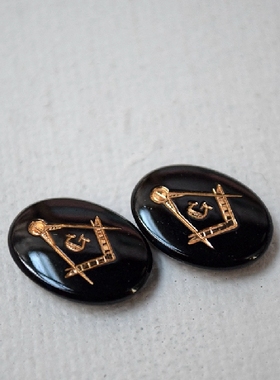 美国进口15*13MM手作饰品贴片黑色描金宝石【杂项】