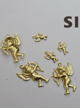 进口黄铜丘比特可爱天使迷你吊坠装饰饰品手作材料diy【小物】