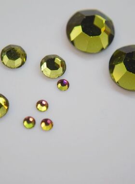 美国进口切面炫彩色橄榄绿圆形贴面饰品配件手工材料【绿】