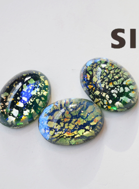 进口绿色欧泊花纹古董宝石贴片18*13饰品配件手作材料【欧泊】